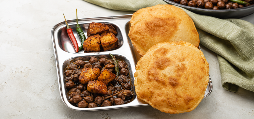 Chole bhature plate at Sifat Indian Cuisine, an Amritsari street food restaurant in Windsor ON